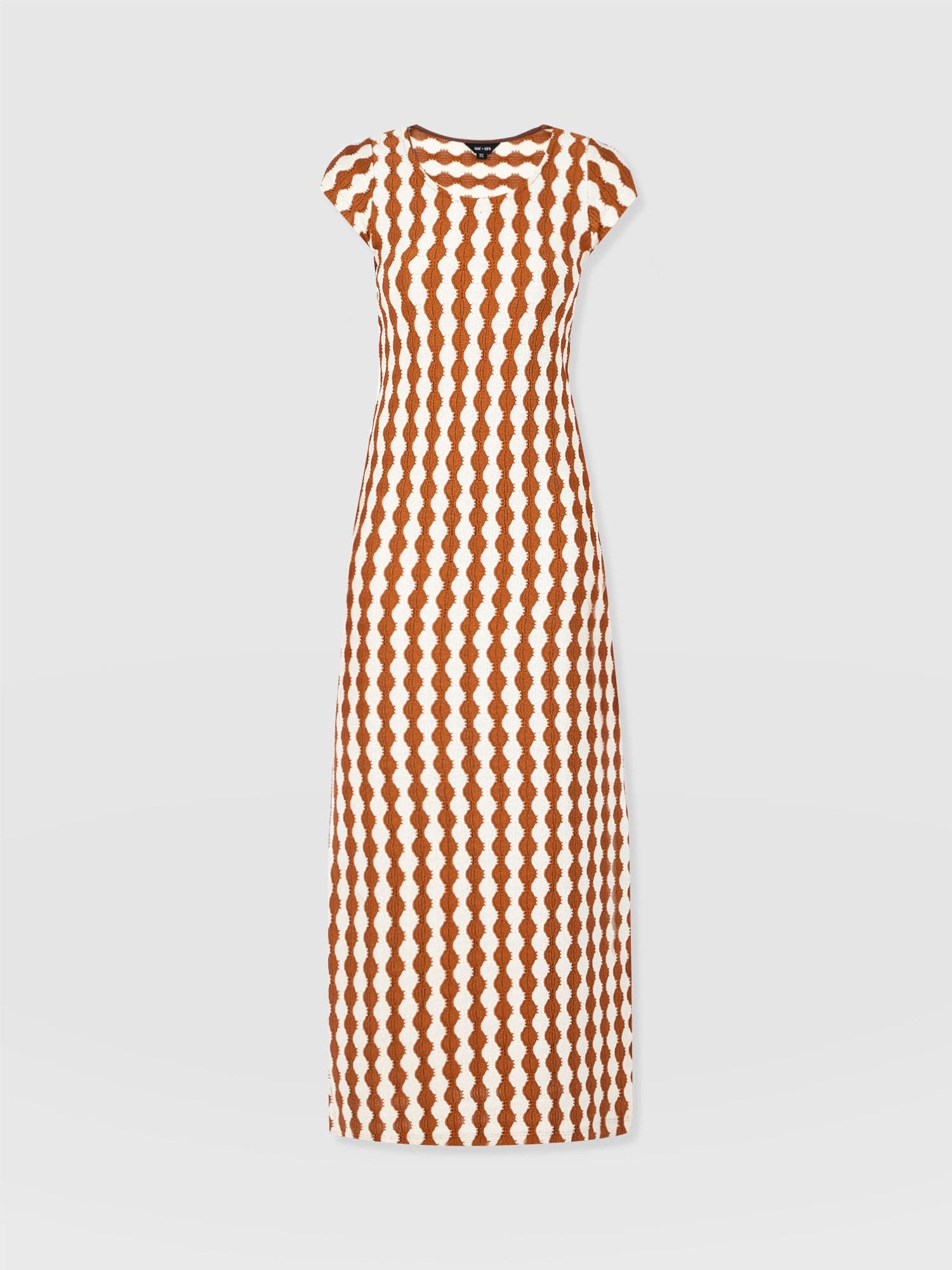Elise Scoop Neck Midaxi Dress - Brown/Cream - Women's Dresss | Saint + Sofia® USA
